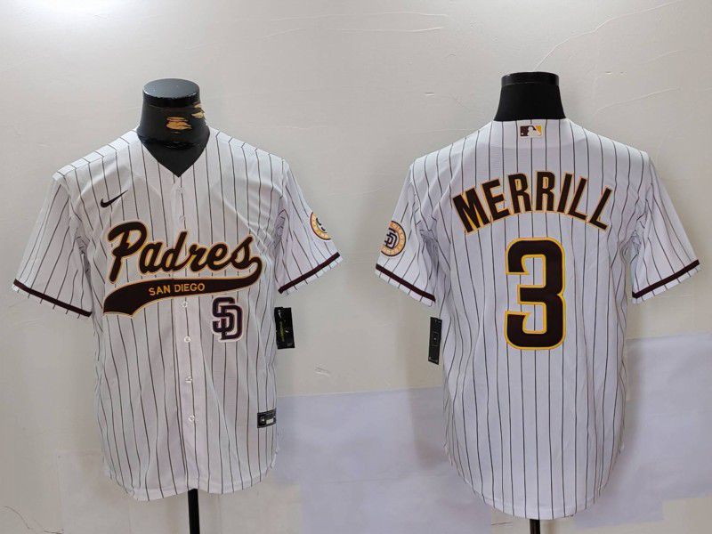 Men San Diego Padres #3 Merrill White Joint Name 2024 Nike MLB Jersey style 9012->san diego padres->MLB Jersey